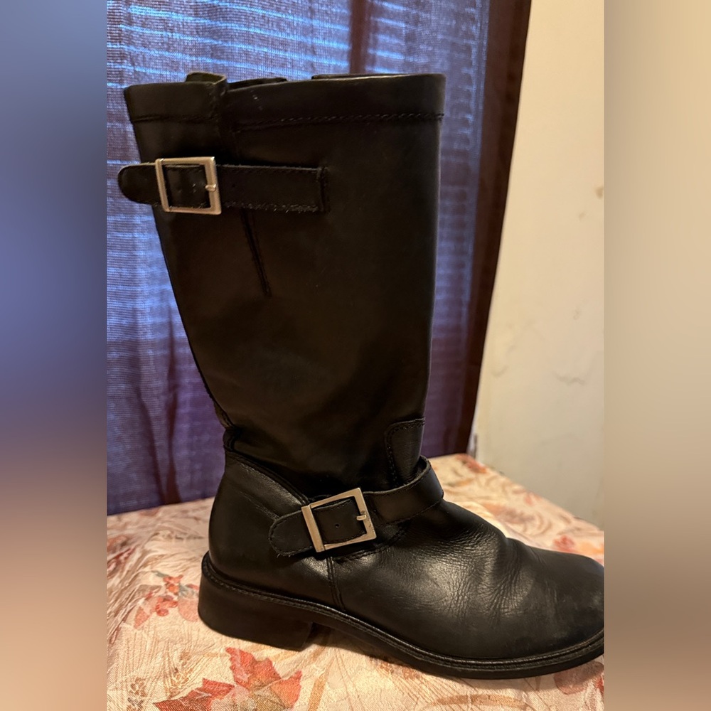 Women's Black Leather Boots Size 8